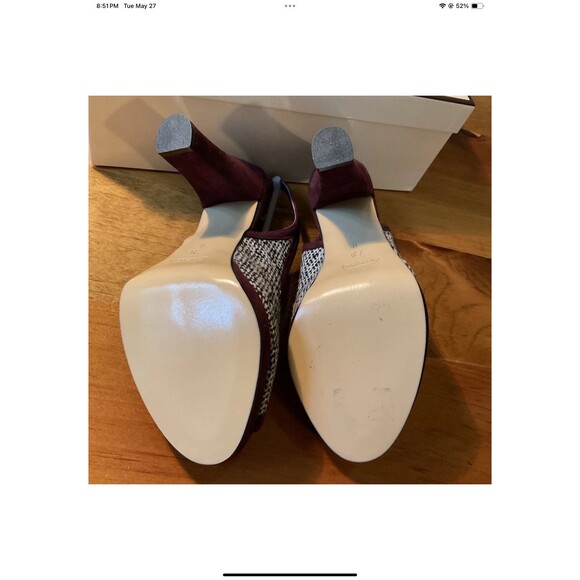 Coach Womans 7.5 Lorilee Burgandy/Black/White Tweed Sling Back Pump A3145 NEW - Picture 5 of 8